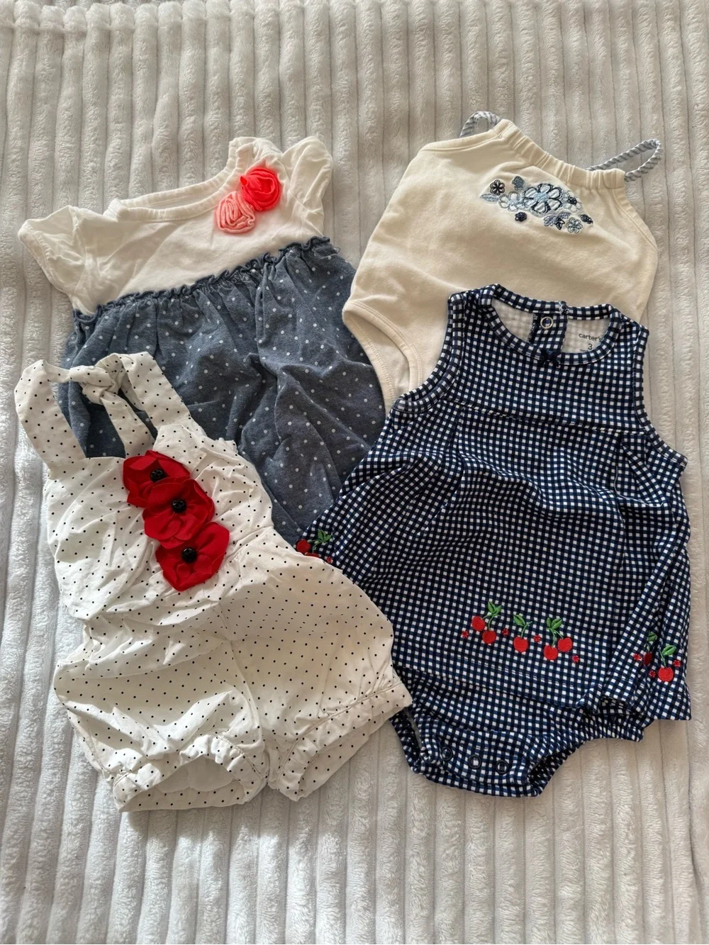 Three piece Little Girl Bundle in White & Navy
